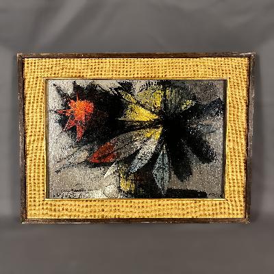 Ramón Prats. Bouquet de flores. Óleo sobre masonite