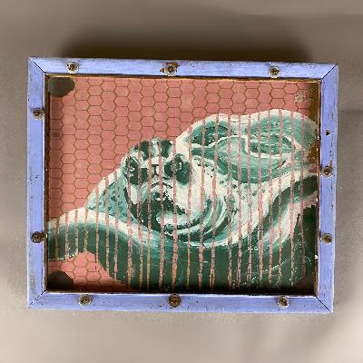 Cisco Jiménez. Crisis de representación con cristal. Acrílico sobre tabla y vidrio