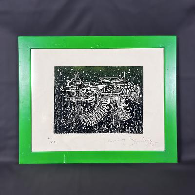 Cisco Jiménez. Cuerno de Chivo. Xilografía