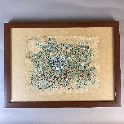 Cisco Jiménez. Sin título (Welcome Ovary). Collage y plumón sobre papel amate