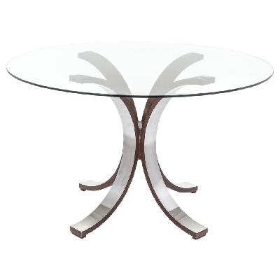 Mesa de comedor en aluminio y madera de nogal SIN VIDRIO