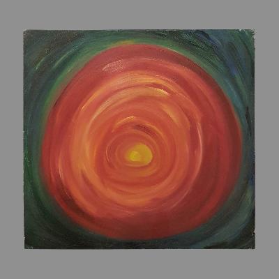 Pilar Pedroza. Sin título (Halo rojo). Acrílico sobre tela