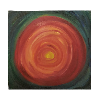 Pilar Pedroza. Sin título (Halo rojo). Acrílico sobre tela