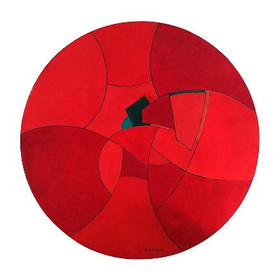 Javier Carral Escalante. Sin título (Geometrismo en rojo y naranja). Acrílico sobre tela