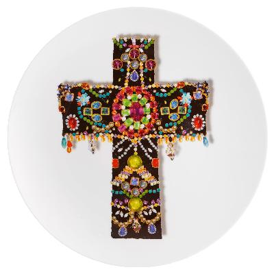 Plato para postre Lacroix Black Love Who You Want. Diseño de Christian Lacroix