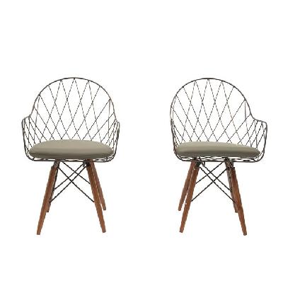 Par de sillones en varilla de acero y madera