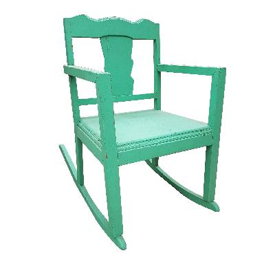 Mecedora en madera laqueada verde