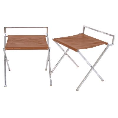 La Malinche. Par de maleteros en acero cromado y piel café HOTEL CAMINO REAL