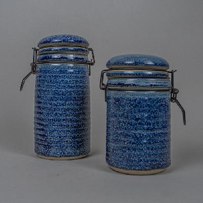 Juego de 2 especieros en cerámica de alta temperatura azul (P/U)