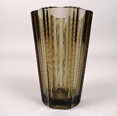 Florero en vidrio prensado ahumado