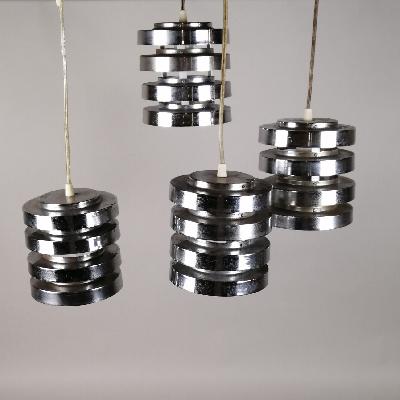 Juego de 4 lámparas de techo en aluminio cromado