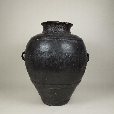 Jarrón jumbo en barro laqueado negro