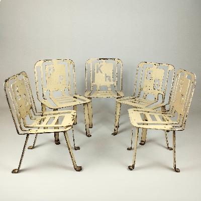 Par de sillas para niño en acero laqueado y troquelado (P/U)