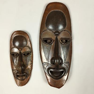 Set de 2 máscaras estilo africano en lámina de cobre