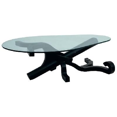 Mesa de centro de madera laqueada color negro.